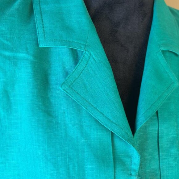 Vintage Valentino Women's SZ44 GREEN Flax button up blouse 90s Costumer Designer - Picture 4 of 9